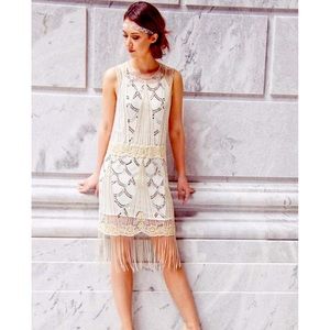 1920s Vintage Silk Beaded Fringe Gatsby Palais